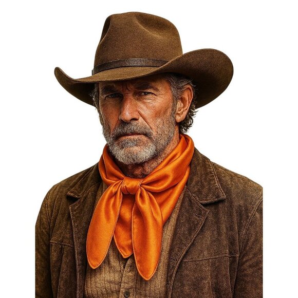 Orange Wild Rag Large Scarf 35x35 Inches Satin Western Accessory Cowgirl or Cowb - Picture 3 of 7